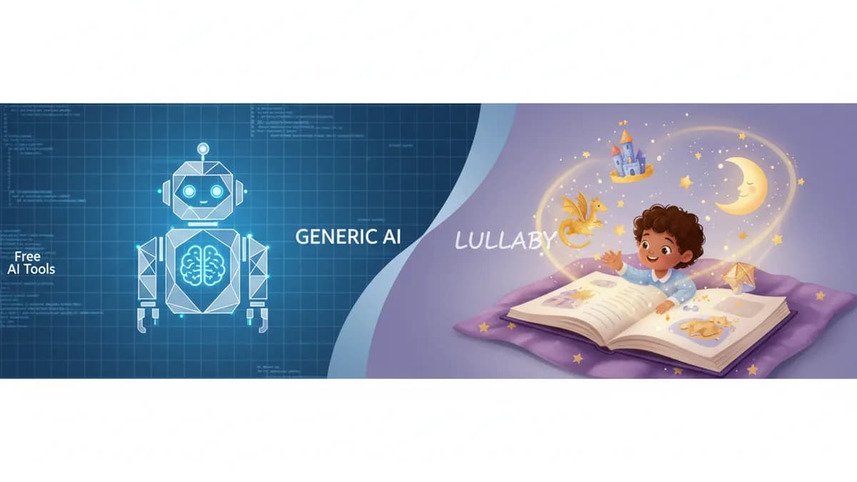 Side-by-side comparison of Lullaby and Google Gemini Storybook AI children's book platforms