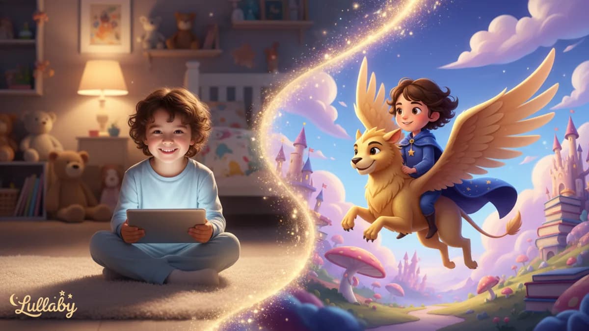 A child's photo being transformed into a cartoon storybook character across different art styles