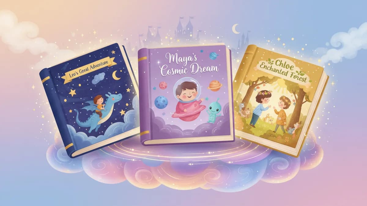 Multiple personalized children's books displayed in comparison layout